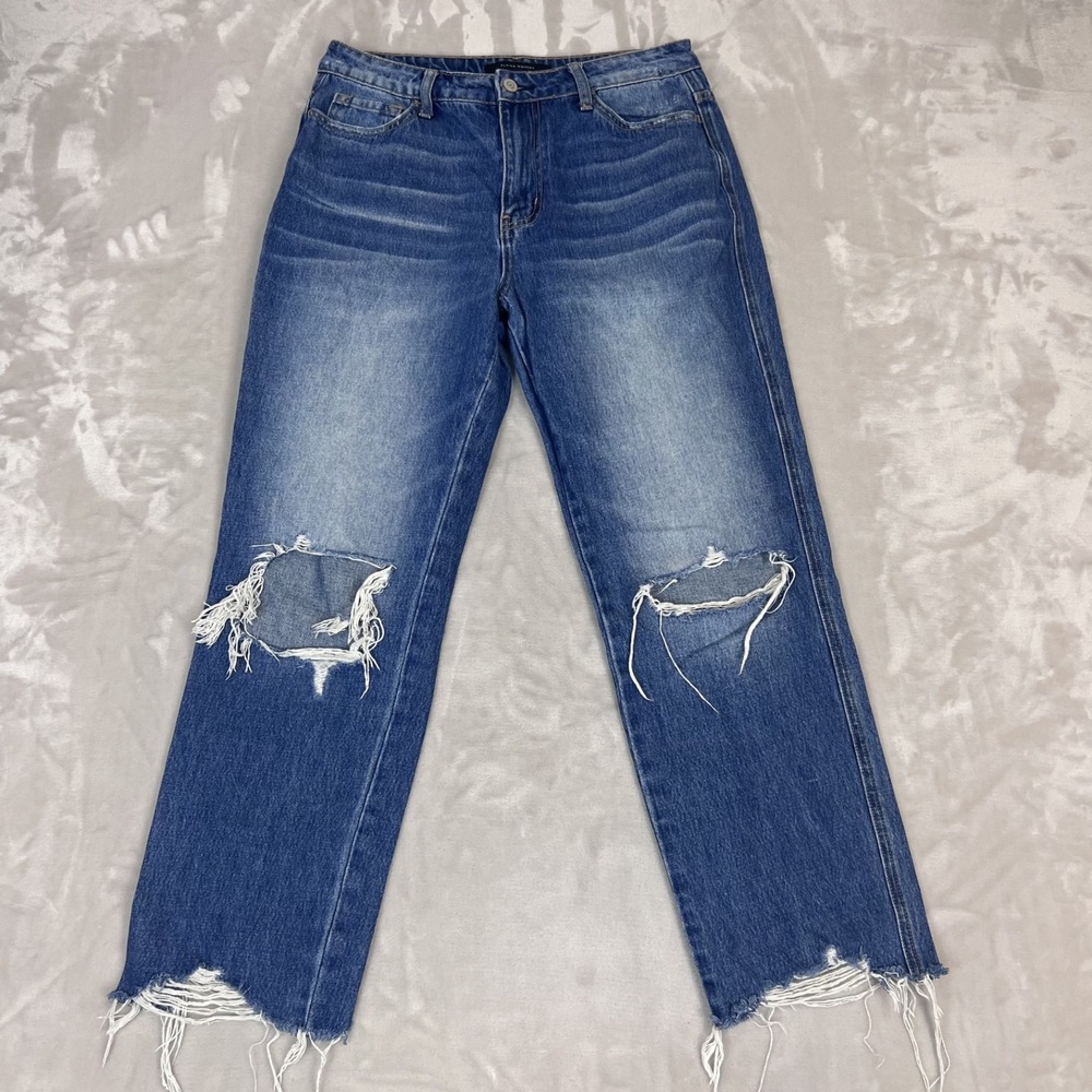 Flying Monkey Jeans Womens 28 Distressed Ultra High Rise Cropped Straight Casual